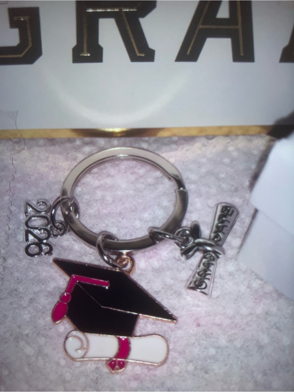 Graduation Keychain Cap & Diploma Charm - Black & Red NEW Handmade Unisex MEN - Picture 2 of 8